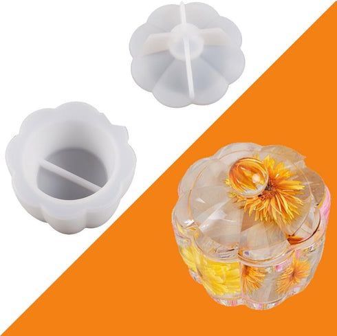 Storage Box Silicone Resin Mold with Lids for Epoxy Resin Jewelry Storage Candle Cup Table Decoration DIY Making Handmade Crafts (Flower Pattern)...
