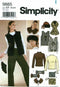 Simplicity 9885 Sewing Pattern Vest Hat Scarf Bag Earmuffs Knit Top Size 6 - 16 Bust 30 1/2 - 38...
