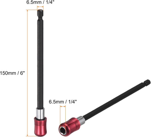 6pcs 150mm Magnetic Screwdriver Bits Holder Extension Quick Release Drill Bit Chuck Adapter with 1/4" Hex Shank for Socket Driver Adapter Power To...