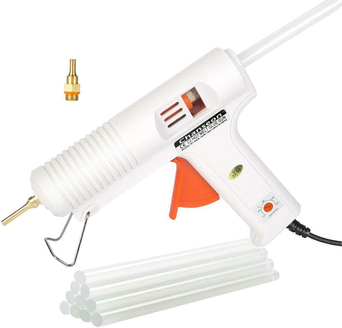 150 watts Industrial Hot Melt Glue Gun US Plug with 10 Pcs Glue Sticks Adjustable Temperature 2 Copper Nozzles for DIY Crafts and Quick Repairs...