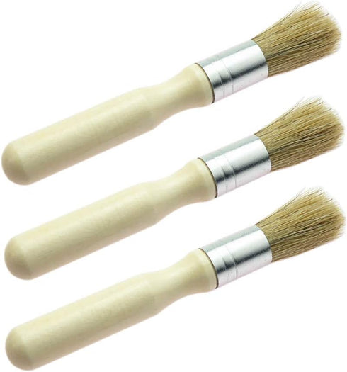 Glue Brush set,3 Pack Professional Narural Wooden Round Glue Wax Brush for Paint Bookblinding Furniture,Super Wax Brush Chalk Paint for Little Pro...