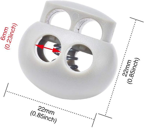 DYZD Plastic Cord Lock End Toggle Double Hole Spring Stopper Fastener Slider Toggles End (White 10PCS)...