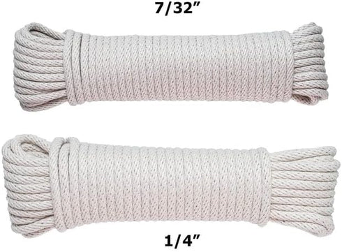 SGT KNOTS Natural Cotton Clothesline - Braided Laundry Rope, Durable Clothes Line with Synthetic Core, All Purpose Laundry Line Dryer Rope for Cam...