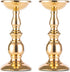 Set of 2 Gold Candlestick Metal Pillar Candle Holders, Flameless Candlestick Holders Stand Centerpieces Decoration Ideal for Weddings, Special Eve...