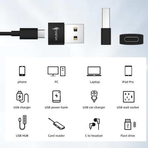 SNESH-2 Pack USB-C Female to USB Male Adapter, USB C to USB A Adapter Compatible with Mbook, Notebook, Tablet, Smartphone Such as Samsung Galaxy...
