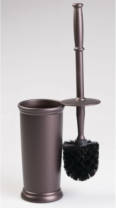 mDesign Toilet Bowl Brush and Holder - Covered Bathroom Toilet Brush - Standing Toilet Bowl Scrubber in Modern Holder - Compact, Space Saving, Dee...
