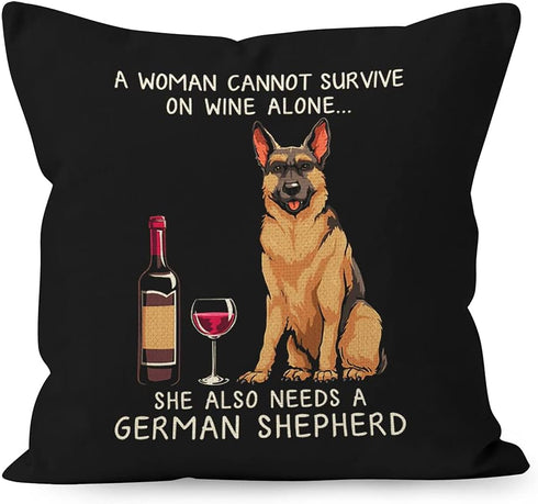 YUESHAREFunny German Shepherd DogLinen Throw Pillow Cover, German Shepherd Dog Mom Lover Gifts for Home Room Bed Sofa Decorations Decor (18 x 18 I...
