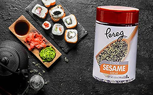 Pereg Black & White Sesame Seeds - 5.3 Oz - Unhulled & Raw Sesame Seeds - Crunchy & Nutty Flavor - Keto Friendly - Vegan - Non-GMO - Kosher Certif...