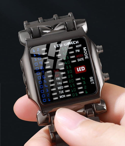 Fashion Mens Digital Watch LED Binary Watches for Men Waterproof Outdoor Casual Black Silicone Square Watches...