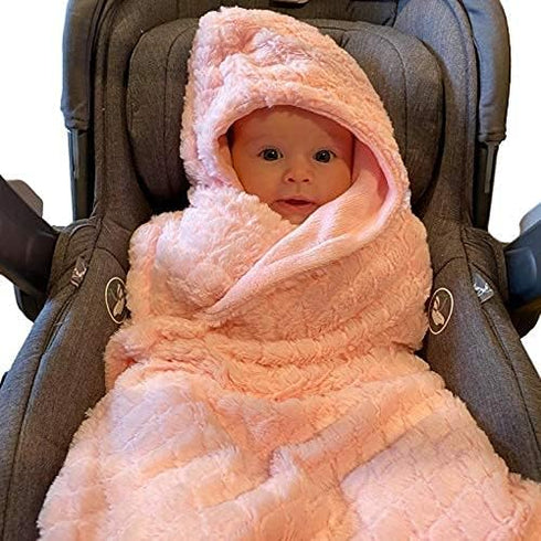EVERYDAY KIDS Pastel Pink Baby Car Seat Blanket for Baby and Toddler Girls Baby Bunting Swaddle Wrap Blanket for Interior Car Seat; Cover Baby and...