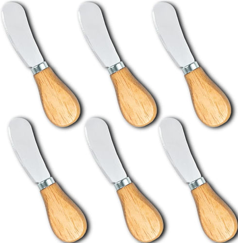 Small Cream Cheese Spreader Knives Set,Wooden 5in,Stainless Steel Butter Knife Spreader for Cocktail,Condimets,Dips,Appetizers,Jam,Pastry,Sandwich...