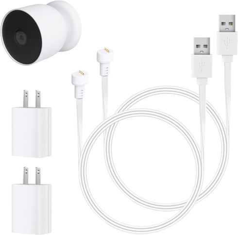2 Pack 10ft/3m Power Cable Compatible with Google Nest Cam Outdoor or Indoor, Battery - Weatherproof Outdoor Power Cord with USB Power Adapter for...