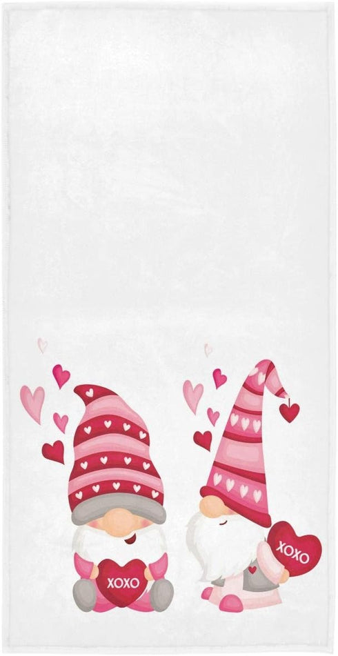Cute Gnome Heart XOXO Hand Towels 16x30 in Romantic Love Elf Bathroom Towel Ultra Soft Absorbent Small Bath Towel Kitchen Dish Guest Towel Mother'...
