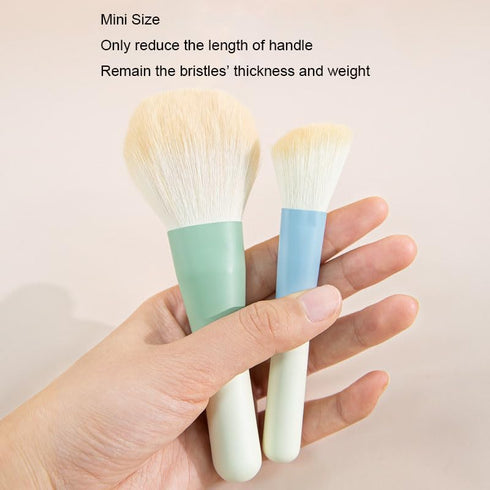 Cute Morandi Color ON THE GO Makeup Brush Set, 10pcs Easy-taken Mini Full Complete Function Cosmetic Brushes Kit...