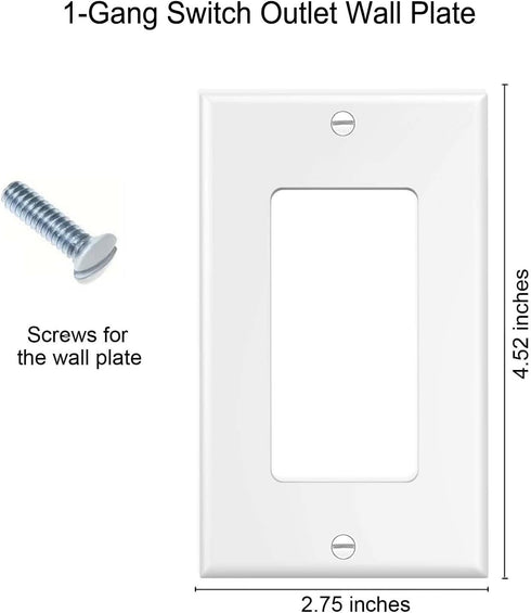 Decorator Wall Plates 1-Gang Switch Outlet Electrical Cover Pate Unbreakable Thermoplastic Faceplate for Light Receptacle Outlet Switch, White (10...