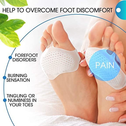 5 Pairs Ball of Foot Cushions, Soft Gel Metatarsal Pads Women Men for Pain Relief, Calluses, Bunions, Corns, Morton Neuromas, Fit for Heels & Shoe...