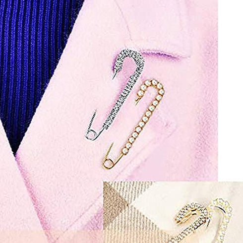 4 Pieces Brooch Pins Sweater Shawl Clips BlingBling Faux Crystal and Pearl Brooches for Women Girls 2 Styles...