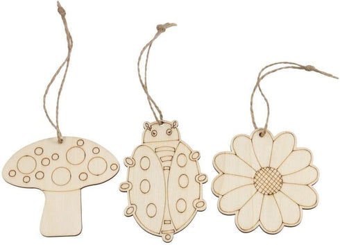 80pcs Unfinished Wooden Cutouts 8 Styles Wood Butterfly Flower Bee Slices Blank Wooden Paint Crafts Unfinished Wood Cutouts for DIY Painting Home ...