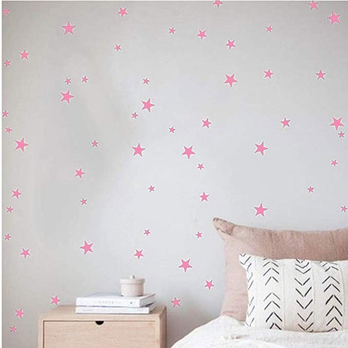 Stars Wall Decal,78 PCS Pink Stars Wall Sticker Easy to Peel and Stick for Room,Kids Room Decoration Ins hot...