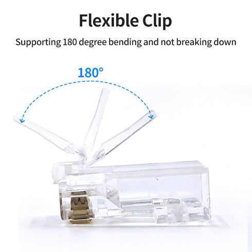 100 Pack Cat 6 Pass Through RJ45 Connector Unshield Modular Crimp Network Plug for Cat6, Cat6e, Cat5, Cat5e UTP Solid or Stranded Ethernet Cable...