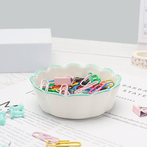 NatSumeBasics Ceramic Paper Clip Holder with Green Dinosaur Cute PaperClip Dish Cup Holders Dispenser for Home Office Desk Organizer Accessories a...