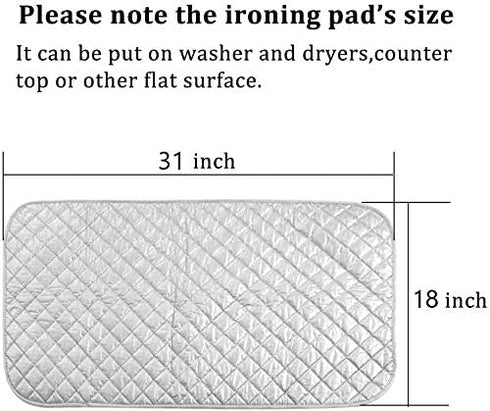 Ironing PadMat Iron Anywhere Portable Travel Ironing Blanket100%Cotton Quilted Protect Surfaces Weighted Corners Cover for Washer Dryer Table Top ...