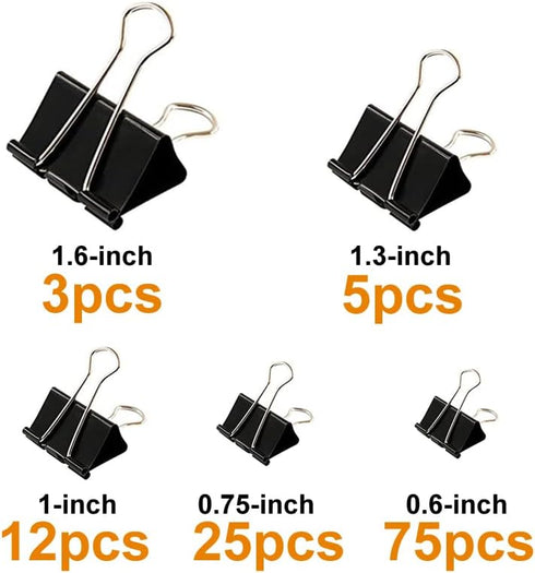 120Pcs Binder Clips Assorted Size, Office Clips with Clear Storage Container, Bulldog Clips, Paper Clips, Office Supplies...