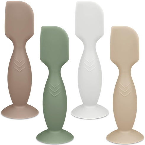 Diaper Cream Applicator Set - Soft Silicone Baby Butt Brush with Suction Base, Baby Butt Spatula, Mini Size, 4 Piece - Newborn Baby Essentials (Sa...