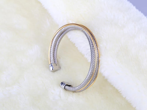 UNY JEWEL Jewelry Double Line Cross Over Twisted Cable Wire Bracelet Vintage Fashion Antique design Elegant Unique Retro Cuff Bangle Bracelet (Dou...