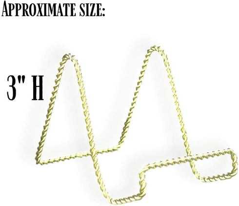 BANBERRY DESIGNS Wire Easel Display Stand - Twisted Brass Metal - 3 Inch - Pack of 6 - Craft Accessory - Small Books or Photos...