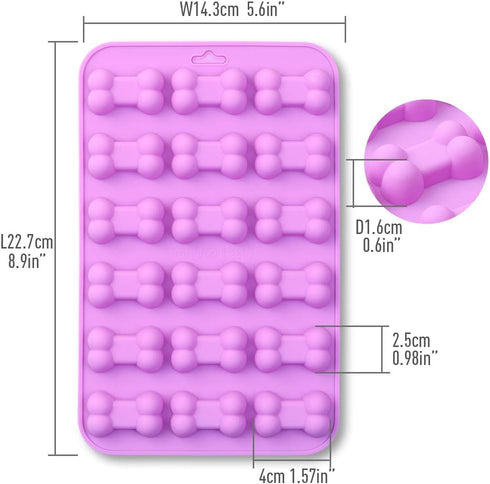 Bone Shaped Silicone Molds, 18 cavity, Food Grade, for Chocolate, Candy, Cake, Pudding, Jelly, Dog Treats. 4 Pcs...