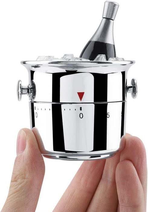 Wine Cooler Bucket Shaped Kitchen Timer, Bucket Shaped 60 Minutes Kitchen Timer Stainless Steel Mechanical Wind-Up Timer, Kitchen Gadgets, Cute Ti...