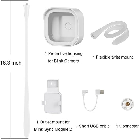 All-New Flexible Twist Mount Compatible with Blink Outdoor (4th &3rd Gen), Weather Proof Protective Housing with Blink Sync Module Wall Mount (Whi...