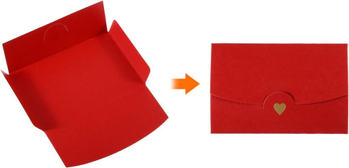 PATIKIL Mini Envelopes, 12 Pack Small Gift Card Holders Retro Gold Heart Business Invitation Envelopes for Wedding Birthday, Red...