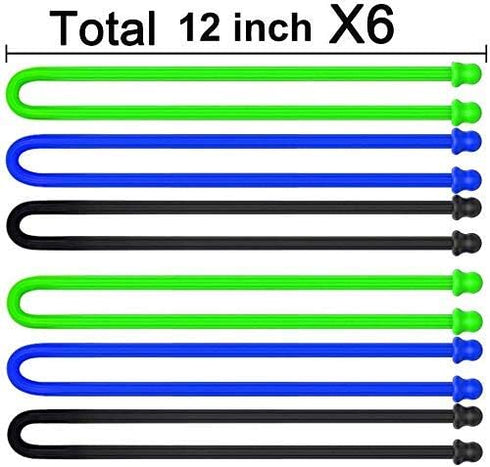 6Pcs 12-Inch Silicone Cable Tie, Steel-Core Twist Ties, Reusable Rubber Straps for Organizing, Dia 5mm...