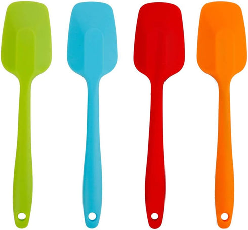 4-Piece Silicone Spatula Set 11inch Large Heat-Resistant Rubber Spatulas Baking Mixing Tool Non-Stick Flexible Seamless Spatulas with Stainless St...