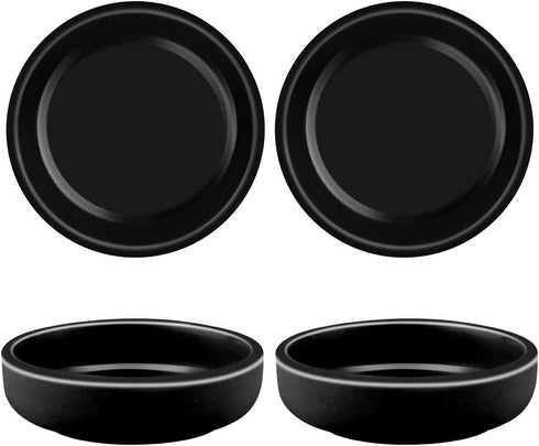 3.5" Ceramic Side Dish Set of 4 - Small Porcelain Soy Dipping Sauce Dishes - Black Seasoning Bowls Dinnerware Sets for Serving...