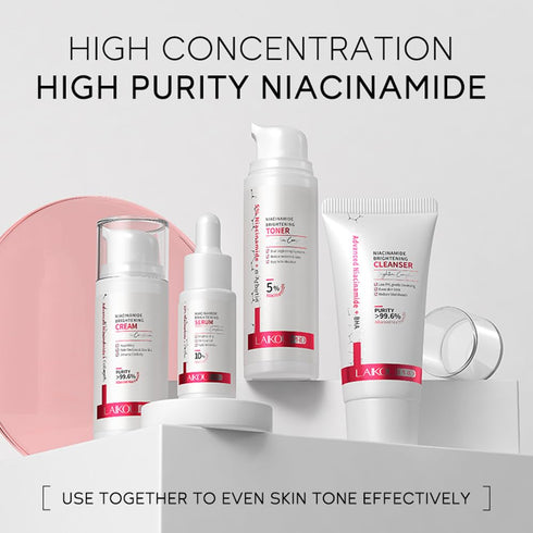 Niacinamide Skincare Set: 4pcs Beauty Kit with Cleanser, Toner, Serum, & Facial Cream - Hydrates & Evens Skin Tone - TSA-Friendly Travel Sizes, Pe...