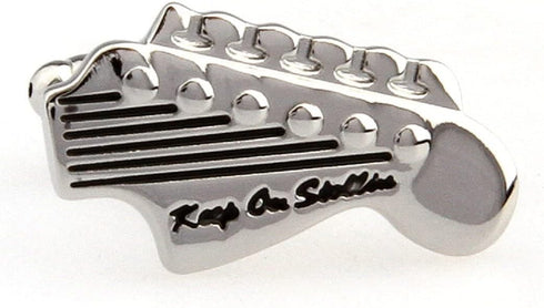 Guitar Head Pair Pair Cufflinks in a Presentation Gift Box & Polishing Cloth...