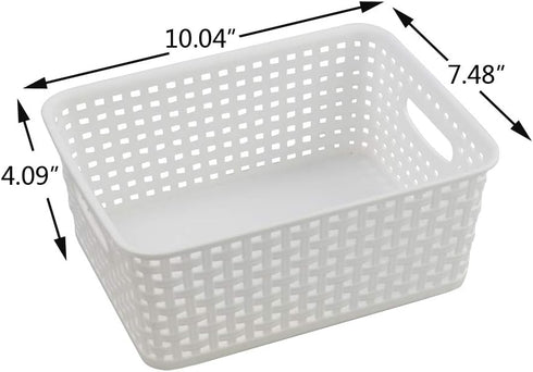 Farmoon 6 Packs White Plastic Organizing Basket, Small Pantry Storage Baskets...