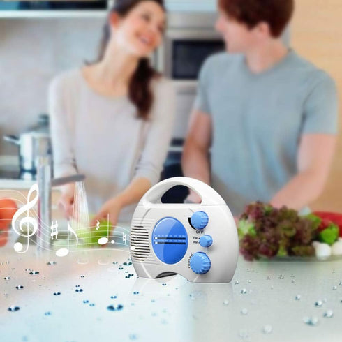 Shower Radio, Portable AM/FM Shower Radio, Waterproof Hanging Shower Radio Built-in Speaker Adjustable Volume Battery Operated Shower Radios for B...