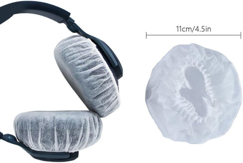 Headphone Covers, 100pcs Disposable Ear Covers Made of High Elastic Non-Woven Fabric, Perfect for Ear Headphones with 3.15”-4” Earpads (White)...