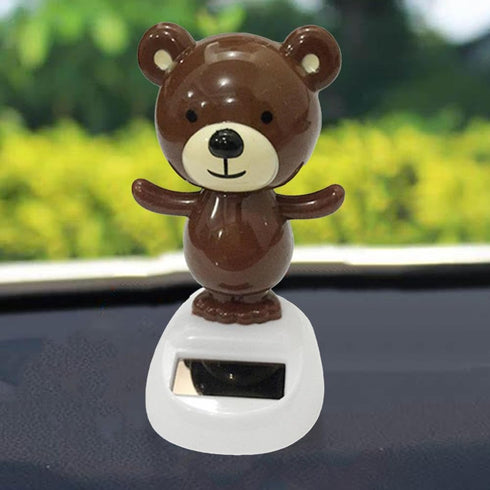 1Pc Brown Solar Dancing Bear Toy Solar Powered Dancing Figurine Car Dashboard Decor, Bobbling Head Bear Toys Shaking Head Dolls Solar Power Kits L...