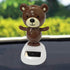 1Pc Brown Solar Dancing Bear Toy Solar Powered Dancing Figurine Car Dashboard Decor, Bobbling Head Bear Toys Shaking Head Dolls Solar Power Kits L...