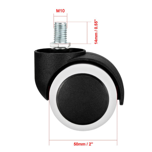 uxcell Office Chair Casters Wheels 2 Inch PU Twin Wheel M10x14mm Threaded Stem Rotate Caster White...