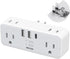 2 Prong to 3 Prong Outlet Adapter, US to Japan Plug Adapter with 3 USB, Multi Plug Outlet Extender, 6 Outlets with Hidden Plug, Travel Plug Adapte...