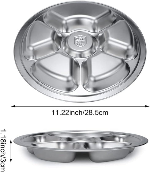 Litewoo Stainless Steel Round Divided Plate 6 Sections...