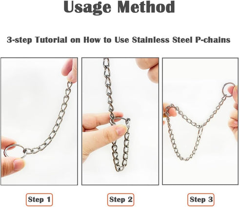 Training Collar for Dogs,304 Stainless Steel Double Loop P-Chain Pet Training Walking Dog Slip Collars 24 in, 3.5 mm...