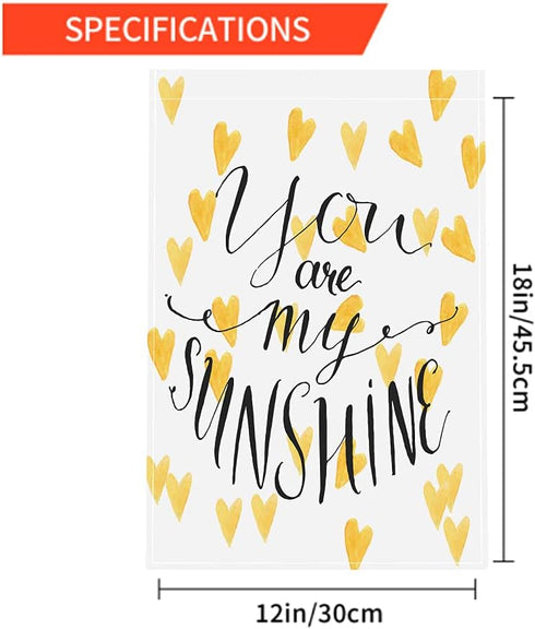 Moslion You Are My Sunshine Garden Flag Vertical Double Sided Yellow Heart Love For Valentine's Day House Flags Home Burlap Banners 12.5x18 Inch f...