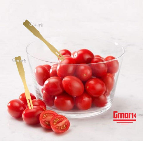 Gmark Bamboo Mini Forks 3.5 Inch 330pc - Bamboo Fruit Picks & Cocktail Forks for Appetizer, Dessert...